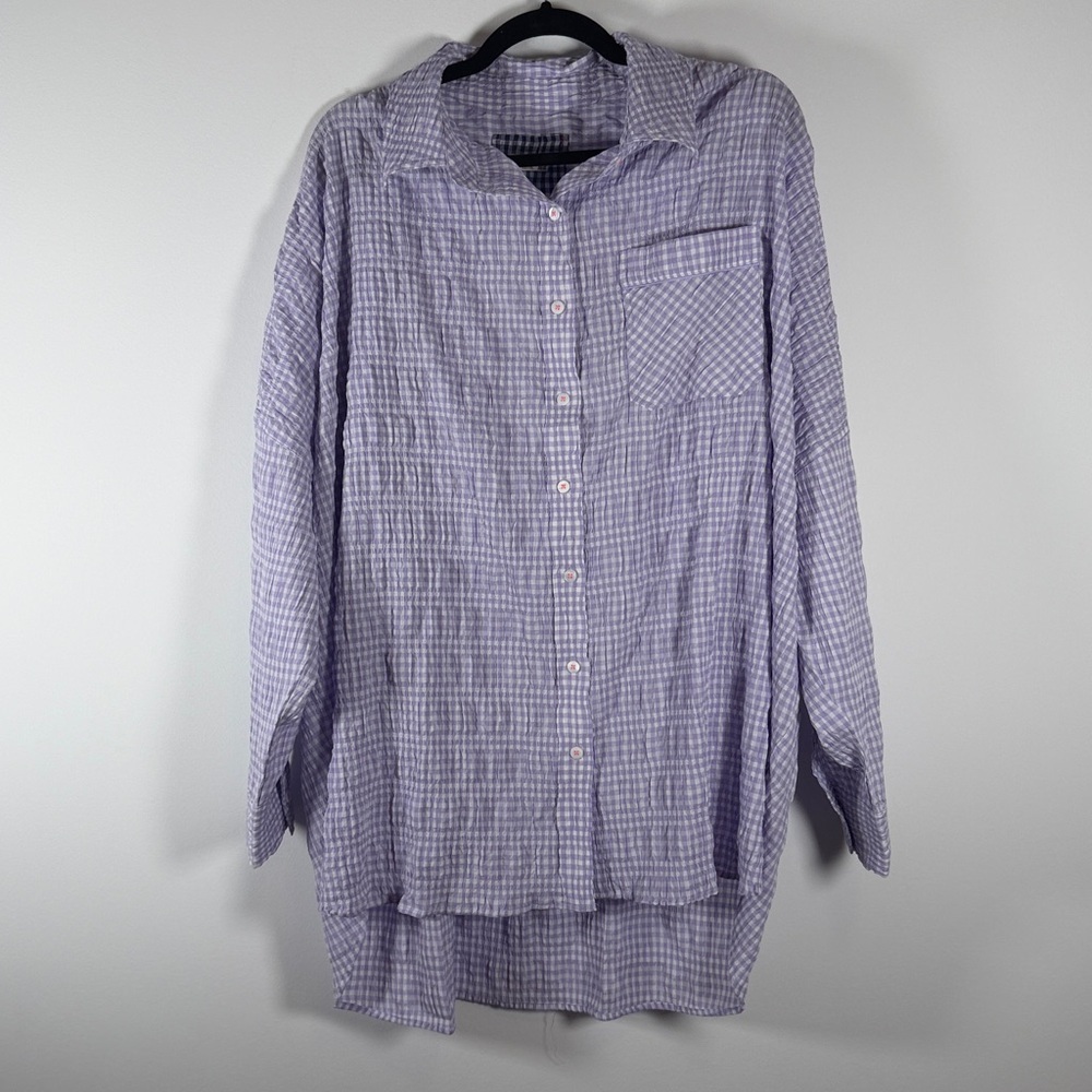 NWT Free People Intimately Cloud Ten Seersucker Pajama Shirt - Picture 2 of 7